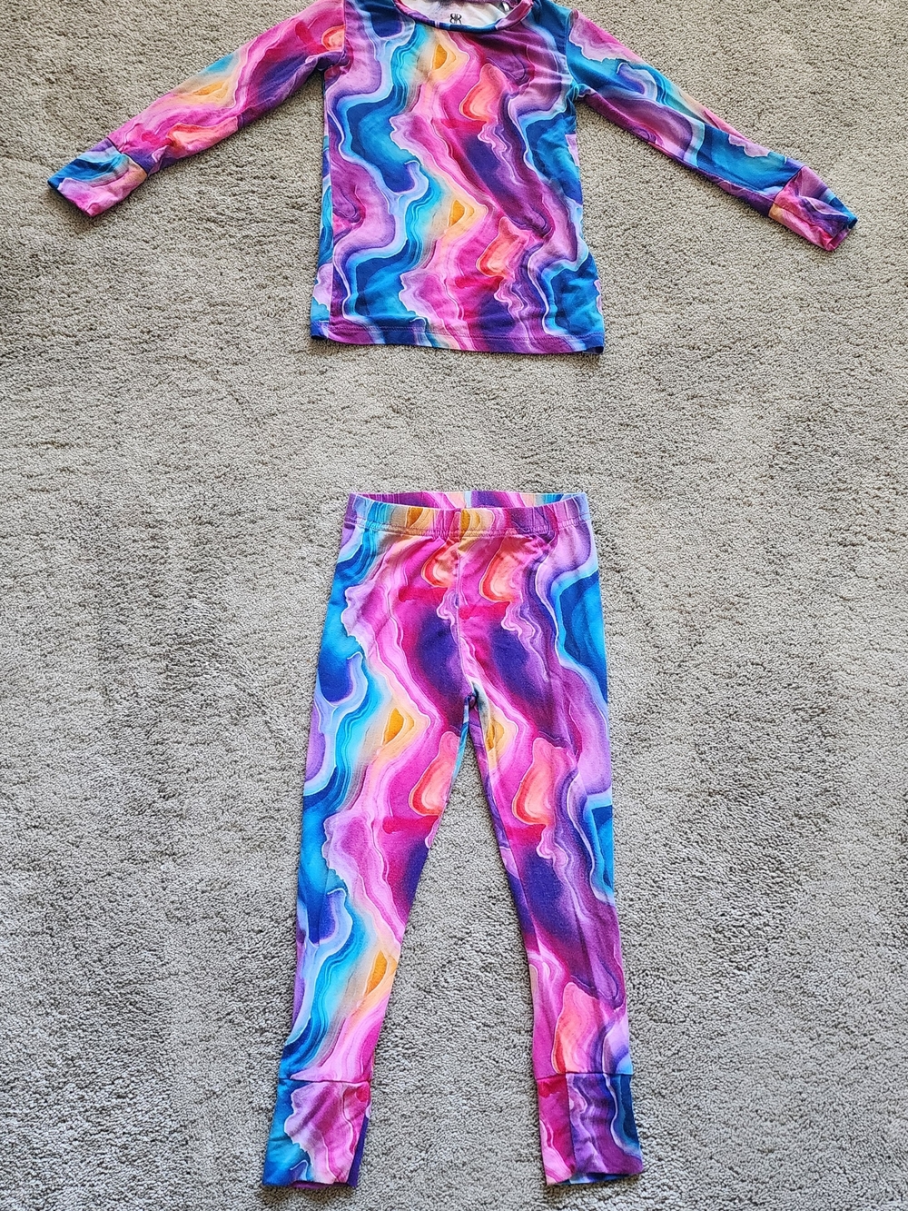 Bums & Roses "Agate Your Covered" Bamboo Colorful Swirl Kids Pajama Set